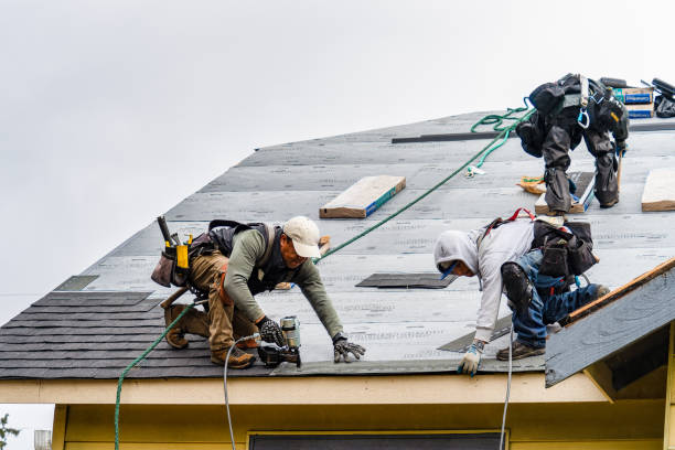 Professional Gutter Installation technician working in Monroe, NH